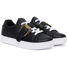 Versace Kadın Fondo Court 88 Dis. Sk9 Tokalı Tabanı Kabartma Yazılı Sneaker - Siyah