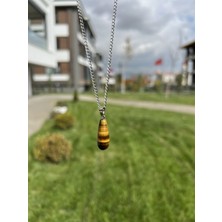 Taşmeran Kaplangözü Damla Doğal Taş Kolye TKY0366