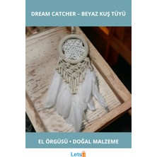 Letsii Beyaz Kuş Tüylü Rüya Kovan Dream Catcher 50CM