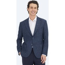 Kip Lacivert Mikro Modern Fit %100 Yün Ceket