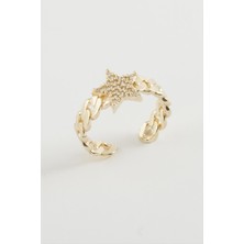 Gümüş Takıcım Yıldız Zirkon Taşlı Yüzük