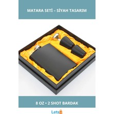 Letsii Paslanmaz Çelik 2 Shot Bardaklı Matara Siyah Renk