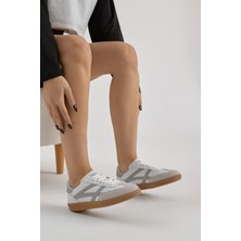 Tonny Black Unisex Beyaz Gri Termo Taban Yanı Şeritli Bağcıklı Spor Ayakkabı