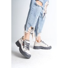 Joy Ayakkabı Agatha Bağcıklı Fermuarlı Ortopedik Taban Kadın Sneaker Spor Ayakkabı Cgt - Krem