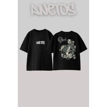 Anetos Opeth 15 Tasarım Sırt Baskılı Pamuk Siyah Oversize T-Shirt