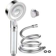 YMV Filtreli Duş Banyo Başlığı Kopmaz Gri Pvc Hortum Duş Banyo Seti 3lü Set