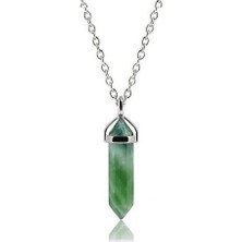 Ily Jewelry 925 Ayar Gümüş Forse Zincir Yeşim Taşlı Kolye