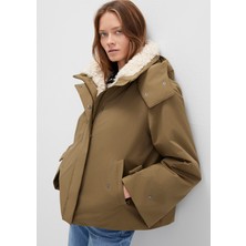 Mavi Suni Kürk Detaylı Kapüşonlu Haki Parka 1110759-71816