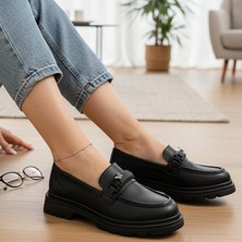 Ispartalılar 812-L Rahat Taban Günlük Siyah Kadın Laofer Ayakkabı Casual Kadın Ayakkabı Rugan