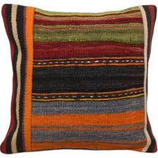 Kilim Antik El Dokuma Kırkyama Patchwork Kilim Kırlent Yastık Kılıfı 0252 - Yeni - Çok Renkli