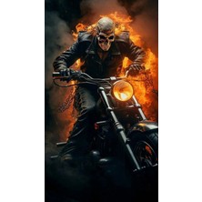 Aydın Garage Ghost-Rider Kapı Direk Kaplama Folyosu Baskılı Sticker Sağ-Sol 2 Adet 22*50 cm