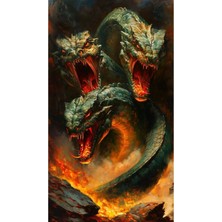 Aydın Garage Üç Başlı Ejder Kapı Direk Kaplama Folyosu Baskılı Sticker Sağ-Sol 2 Adet 22*50 cm