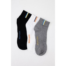 Katia & Bony 3'lü Paket Golf Unisex Step Çorap Siyah/Beyaz/Gri