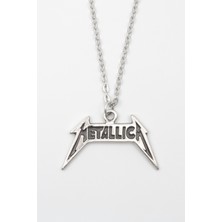 IDR Metallica Yazılı Kolye - Düz Ezme İthal Zincirli Unisex Gümüş Kaplama - 60 cm