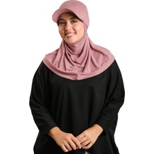 Hürrem Bone Gül Kurusu Pratik Hazır Geçmeli Şapkalı Tesettür Eşarp Viskon Düz 2513_18