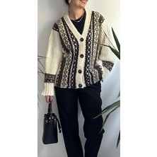Lasorella Butik Kadın Beyaz Örme Hırka