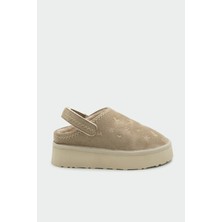 Laminta Tavia Bej Süet Nakışlı Kürklü Bot