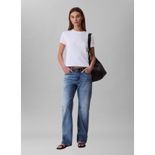 Calvin Klein Yuvarlak Yaka Düz Beyaz Kadın T-Shirt LV044C216GYAA