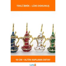 Letsii Altın Kaplama Swarovski Taşlı Zarif Tekli Ibrik 10 cm