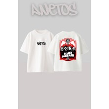 Anetos Black Sabbath 22 Tasarım Sırt Baskılı Pamuk Beyaz Oversize T-Shirt