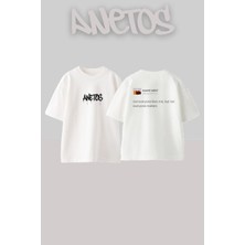Anetos Kanye Tweet Tasarım Sırt Baskılı Pamuk Beyaz Oversize T-Shirt