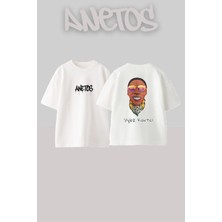 Anetos Vybz Kartel World Tasarım Sırt Baskılı Pamuk Beyaz Oversize T-Shirt