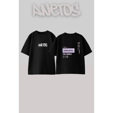 Anetos Unravel Tasarım Sırt Baskılı Pamuk Siyah Oversize T-Shirt