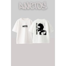 Anetos The Weeknd 6 Tasarım Sırt Baskılı Pamuk Beyaz Oversize T-Shirt