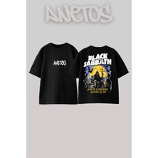 Anetos Black Sabbath 23 Tasarım Sırt Baskılı Pamuk Siyah Oversize T-Shirt