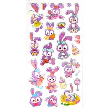Limmy Sticker Kabartmalı Stiker Çıkartma Etiket (XHC119)-18X9 Cm- Sevimli Tavşan