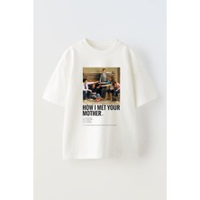 Anetos How I Met Your Mohter Baskılı Ünisex Pamuk Beyaz Oversize T Shirt