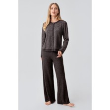 Artış Collection Uzun Kollu Düğmeli Esnek Yumuşak Dokulu Viskoz Pijama Takım 18204