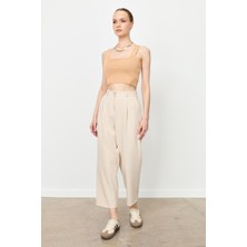 Accort Beli Lastikli Relax Pantolon-Taş