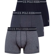 U.S. Polo Assn. Erkek Lacivert - Lacivert Melanj 3 Lü Boxer Konforlu Tasarım ve Yumuşak Kumaş