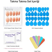 Takma Takma 15'li Ten Rengi Kısa Oval TT1425 Tekrar Kullanılabilir El Yapımı Protez Takma Tırnak - Ten Rengi-L
