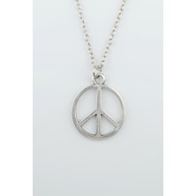 IDR Peace Barış İşareti Gümüş Kaplama Düz Zincir Kolye