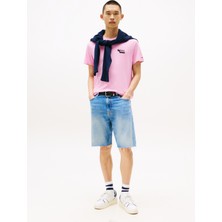 Tommy Jeans Bisiklet Yaka Baskılı Pembe Erkek T-Shirt DM0DM21539U06 Tjm Slım Stack Logo T