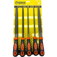 Marsilyan 5 Parça  8'' Çelik Eğe Seti Balık Sırtı - Üçgen - Kare - Yuvarlak - Düz Geniş (K95)