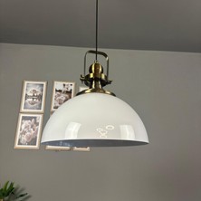 Bamyum Linate Beyaz Eskitme Başlık Avize Tekli Sarkıt Salon Kuaför Dekoratif Aydınlatma