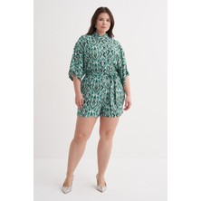 Myline Beli Lastikli Kuşaklı Kısa Tulum