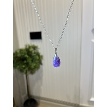 Taşmeran Ametist Faset Kesim Damla Doğal Taş Kolye TKY0374