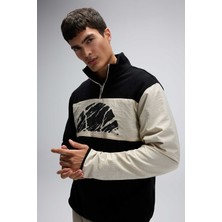 Ellesse Logolu Renk Bloklu Regular Fit Yarım Fermuarlı Dik Yaka Sweat Erkek Sweat EM519