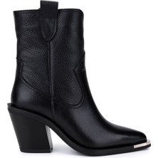 Tamer Tanca Kadın Hakiki Deri Siyah Floter Klasik Bot 33 20010 Bn Bot SK25-26 Sıyah Floter