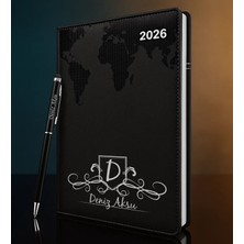 Bk Gift Kişiye Özel Isimli Termo Sert Kapak 2026 Siyah Ajanda & Kalem -10, Öğretmenler Günü Hediyesi, Yeni Iş Hediyesi