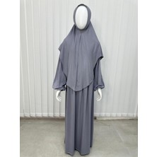 R&S Modibone Çocuk Namaz Elbisesi Hazır Eşarbı ile Takım Gri Renk