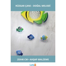 Letsii El Yapımı Ahşap Balıklı Rüzgar Çanı 25X40 cm