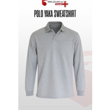 Selçuklu Plus Gri Polo Yaka Sweatshirt – 2 İplik Kumaş, Uzun Kollu Rahat İş Elbisesi ve Günlük Kullanıma Uygun Erkek Üst Giyim