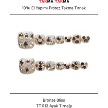 Takma Takma 10'lu Kahverengi Ayak Tırnağı TT1113 Tekrar Kullanılabilir El Yapımı Protez Takma Tırnak - Kahverengi-M