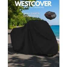 WestCover  Motolux Rossi Rs 50 Branda Arka Çanta Uyumlu (Siyah Renk) 4 Mevsim Motosiklet Brandası Örtüsü