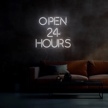 Open 24 Hours Yazılı Neon Tabela